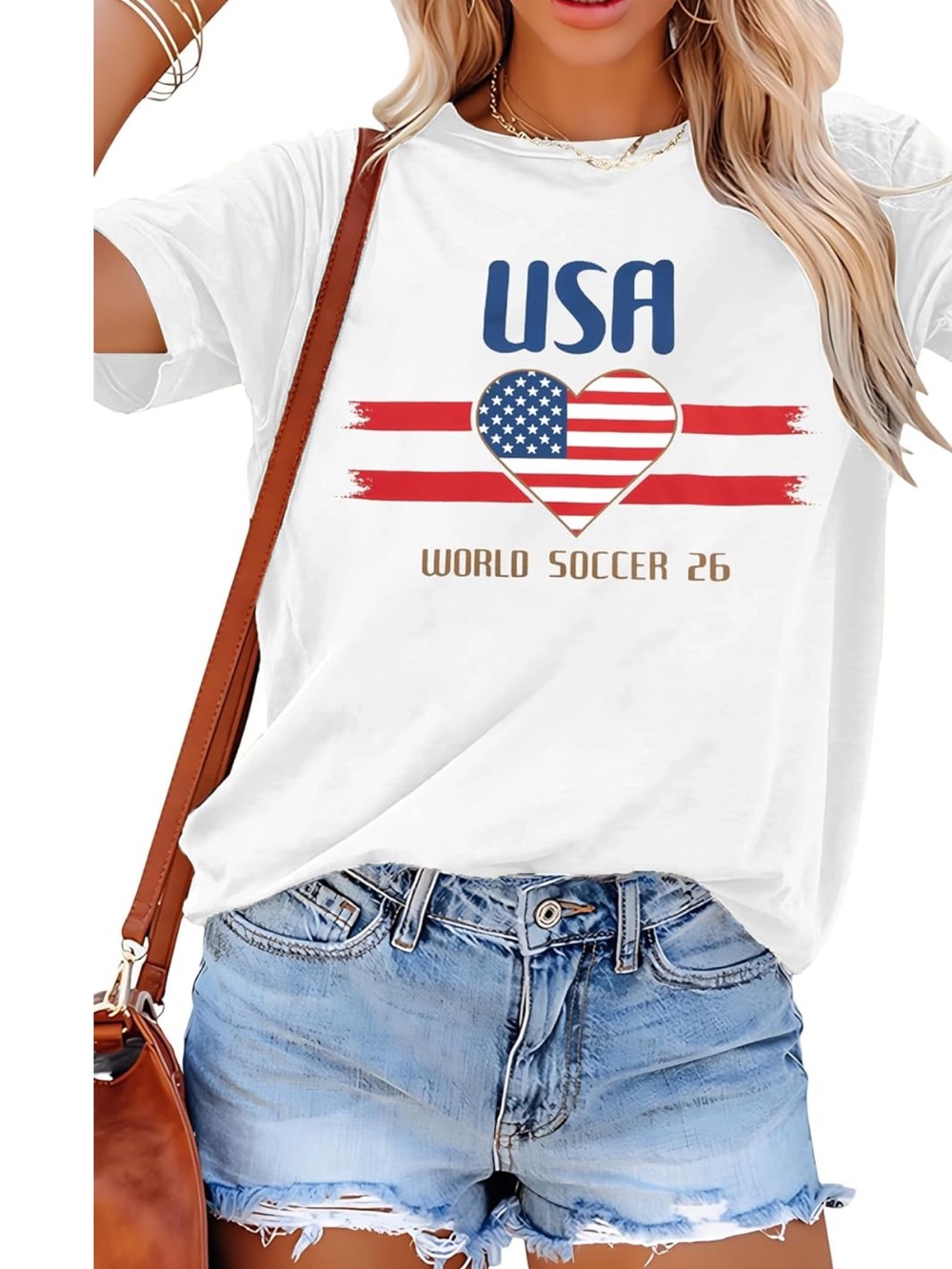 USA Heart Graphic White Short Sleeve Tee